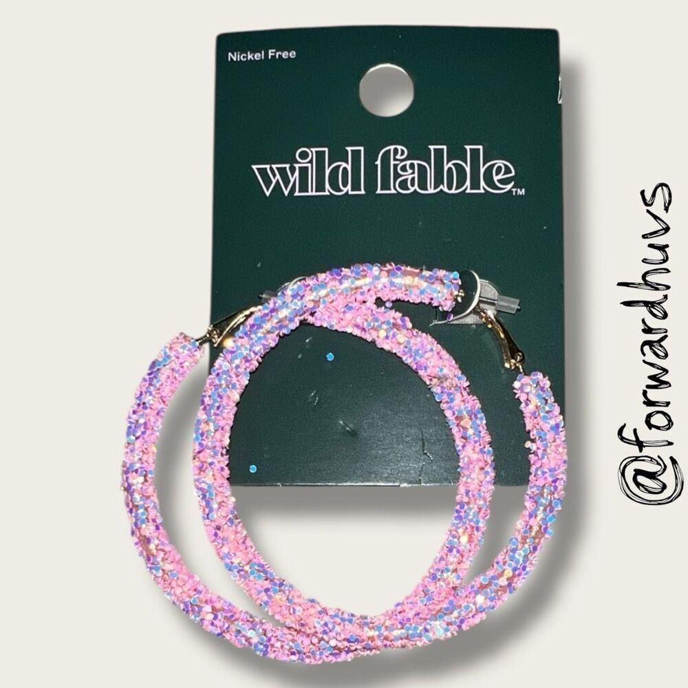 Bundle Sale 3 for $15 | Wild Fable Nickel Free Pink Glitter Hoop Earrings